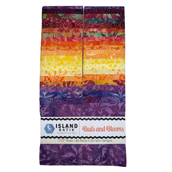 Island Batik - Buds and Blooms - 20 Fabrics, 40 Total Strips