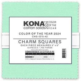 Charm Pack 5x5 Squares - Robert Kaufman Kona Solid Julep - Color Of The Year 2024 - 40 5" Squares