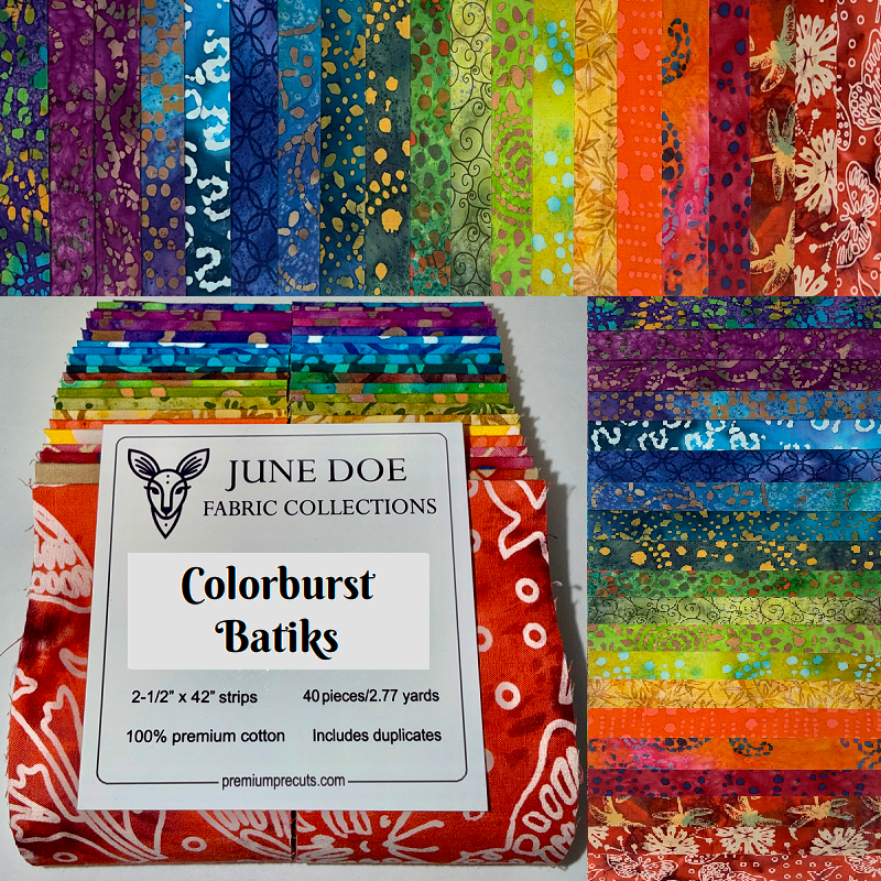 June Doe Fabric Collections - Colorburst Batiks - 40-Strip Pack