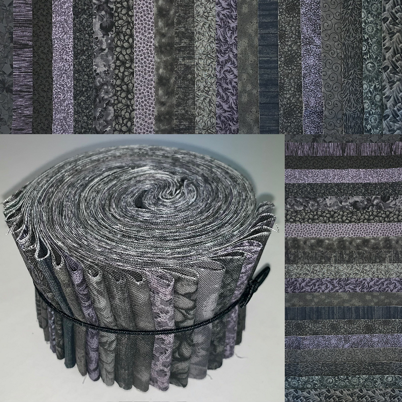 Charcoal 2.5" Roll - 20 Fabrics, 20 Total Strips