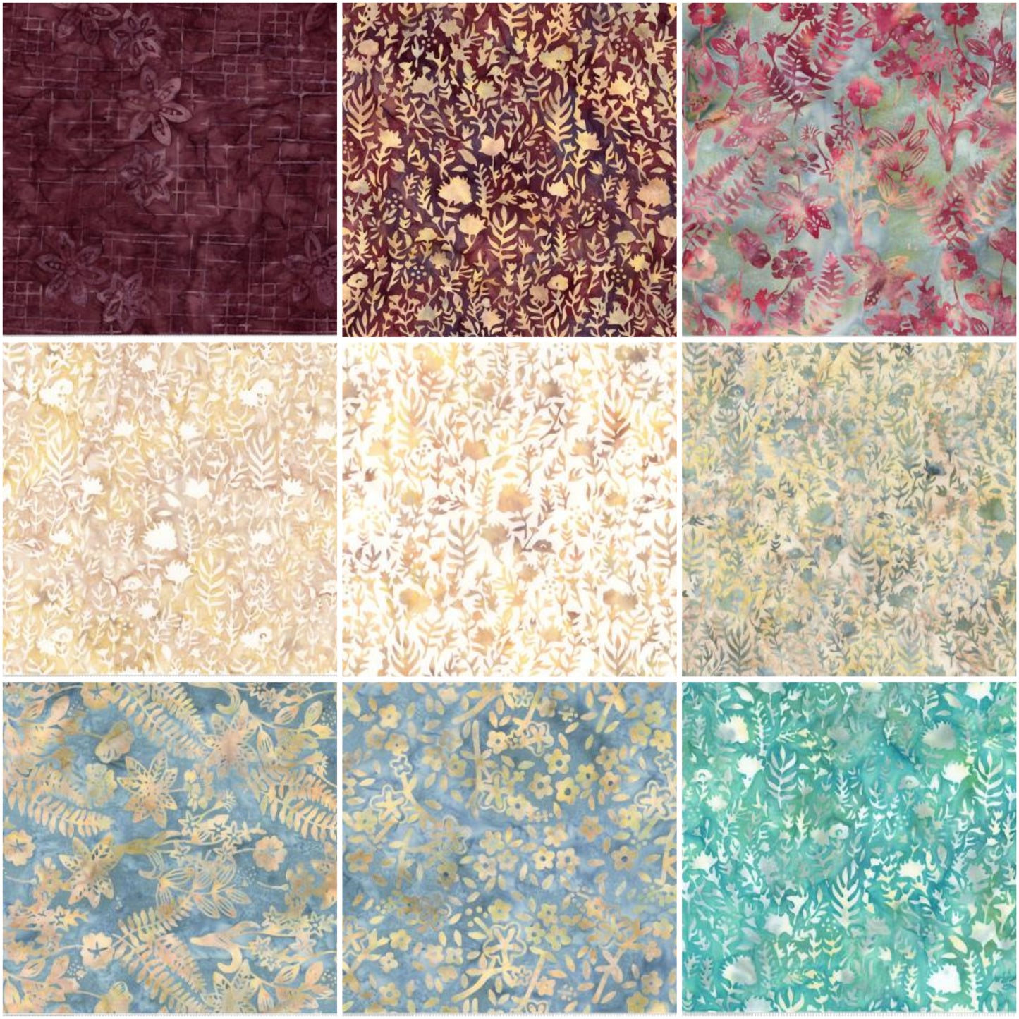 Riley Blake Old China Floral Grid Expressions Batiks - 40 Strip Rolie Polie