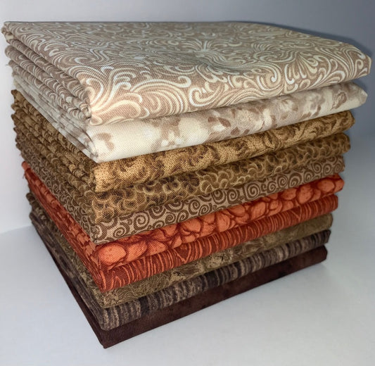 Coffee & Cream Half-yard Bundle - 10 Fabrics, 5 Total Yards