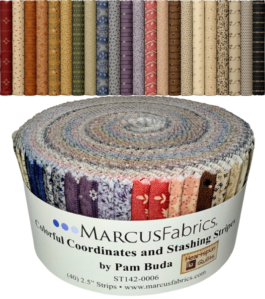 Marcus Fabrics - Colorful Coordinates & Sashing Stripes By Pam Buda - 40 2.5" Strips/Jelly Roll