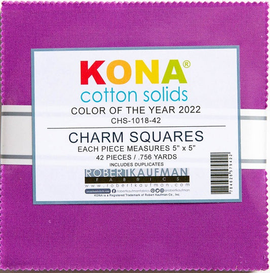 Charm Pack 5x5 Squares - Robert Kaufman Kona Solid Cosmos - Color Of The Year 2022 - 40 5" Squares