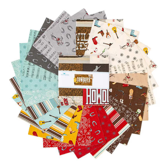 Charm Pack 5x5 Squares - Riley Blake Cowboys 5-inch Stacker - 40 5" Squares