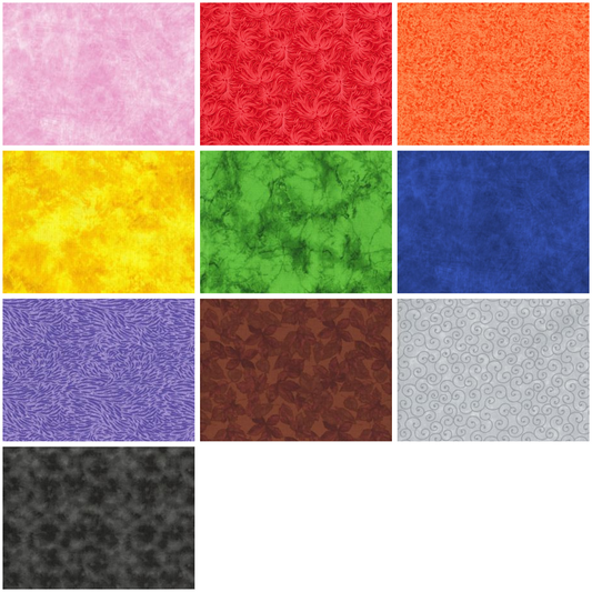 Quilters' Crayon Box Half-yard Bundle - 10 Fabrics, 5 Total Yards