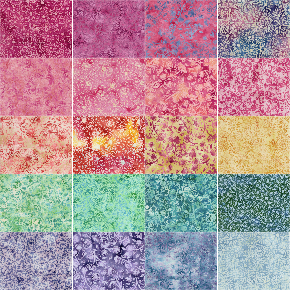 Island Batik - Crazy For Daisies - 20 Fabrics, 40 Total Strips