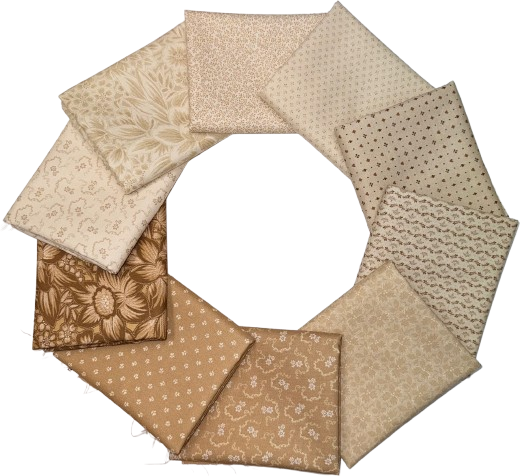 Marcus Fabrics "Carrie's Caramels & Creams" CREAMS Half-yard Bundle - 10 Fabrics, 5 Total Yards