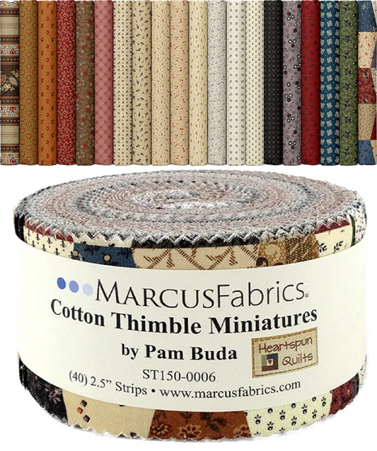 Marcus Fabrics - Cotton Thimble Miniatures by Pam Buda - 40 2.5" Strips/Jelly Roll