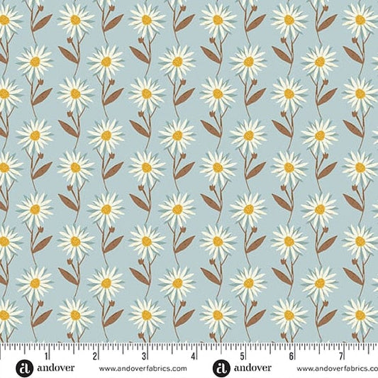 (5 yd) Andover/Makower UK Flourish Daisy Daydream 1624-B Blue