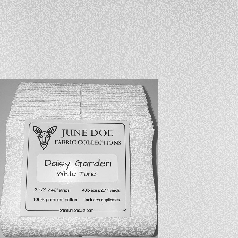 June Doe Fabric Collections - Daisy Garden (White Tone) - 40-Strip Pack