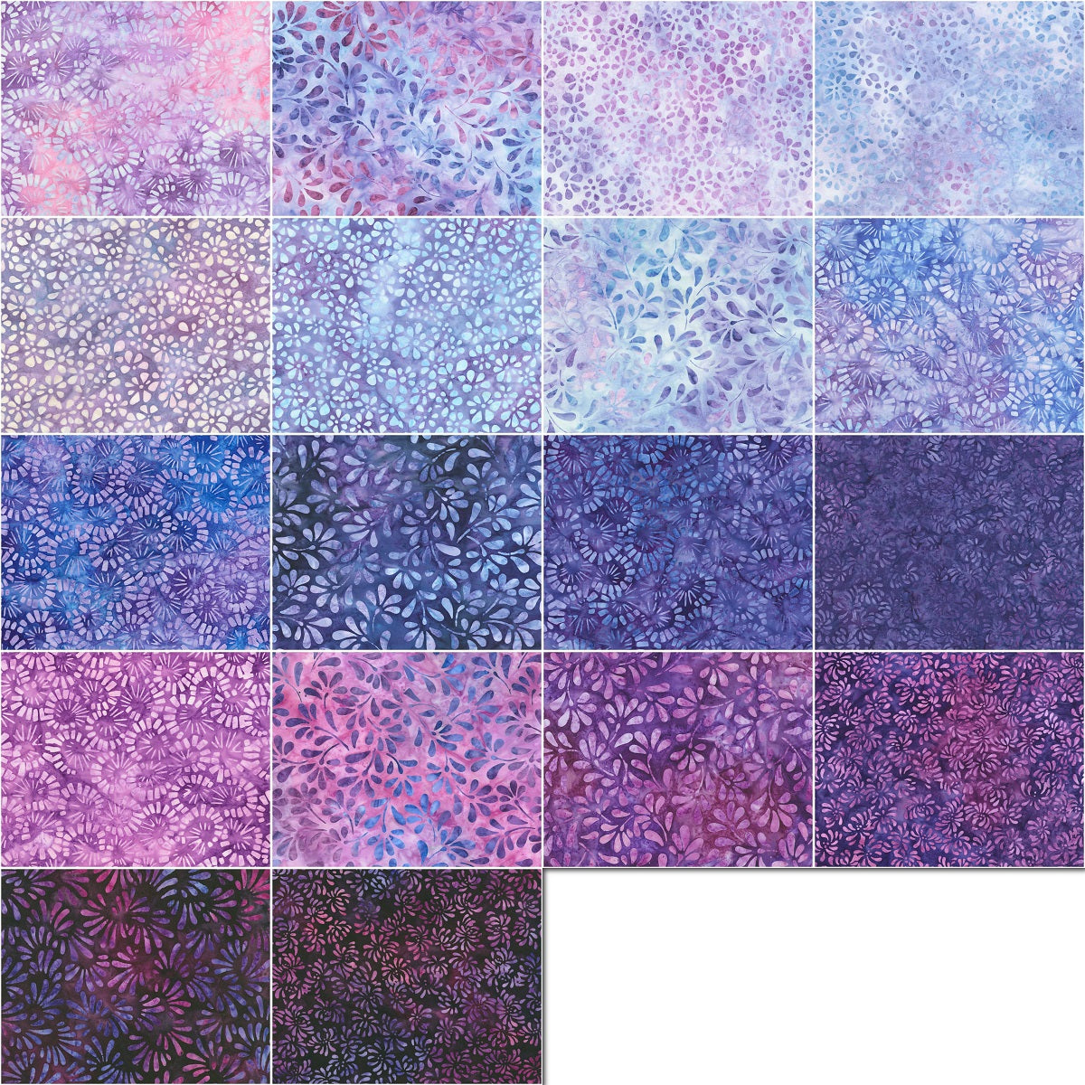 Robert Kaufman Artisan Batiks: Dancing Petals Roll-up - 40 Total Strips