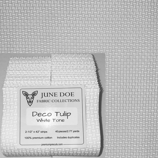 June Doe Fabric Collections - Deco Tulip (White Tone) - 40-Strip Pack