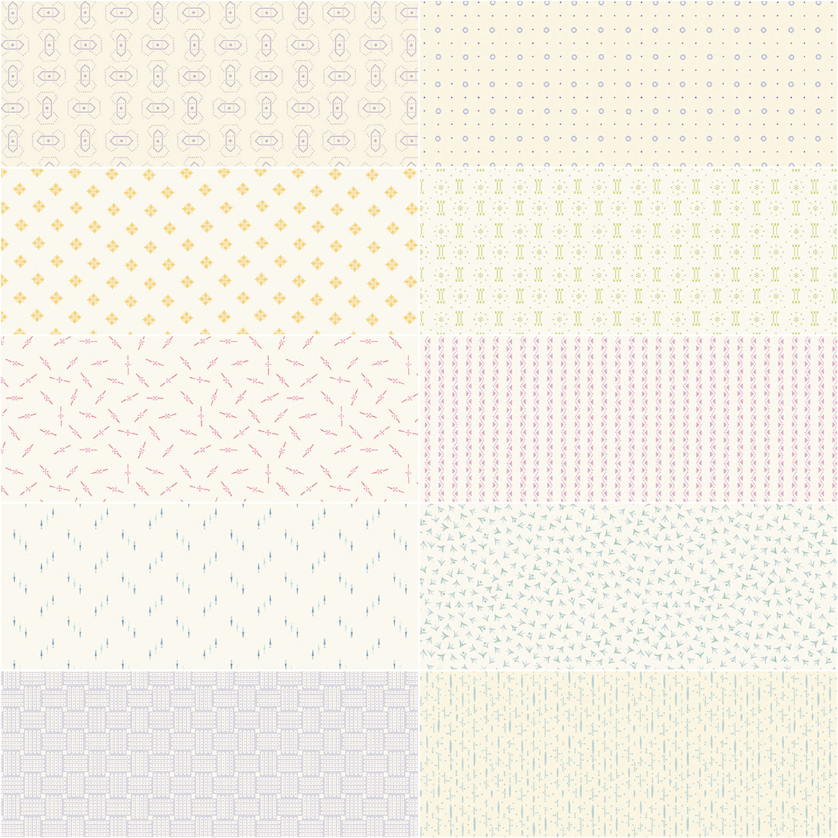 Half-yard Bundle - Andover/Makower UK "Dewdrops" - 10 Fabrics, 5 Total Yards
