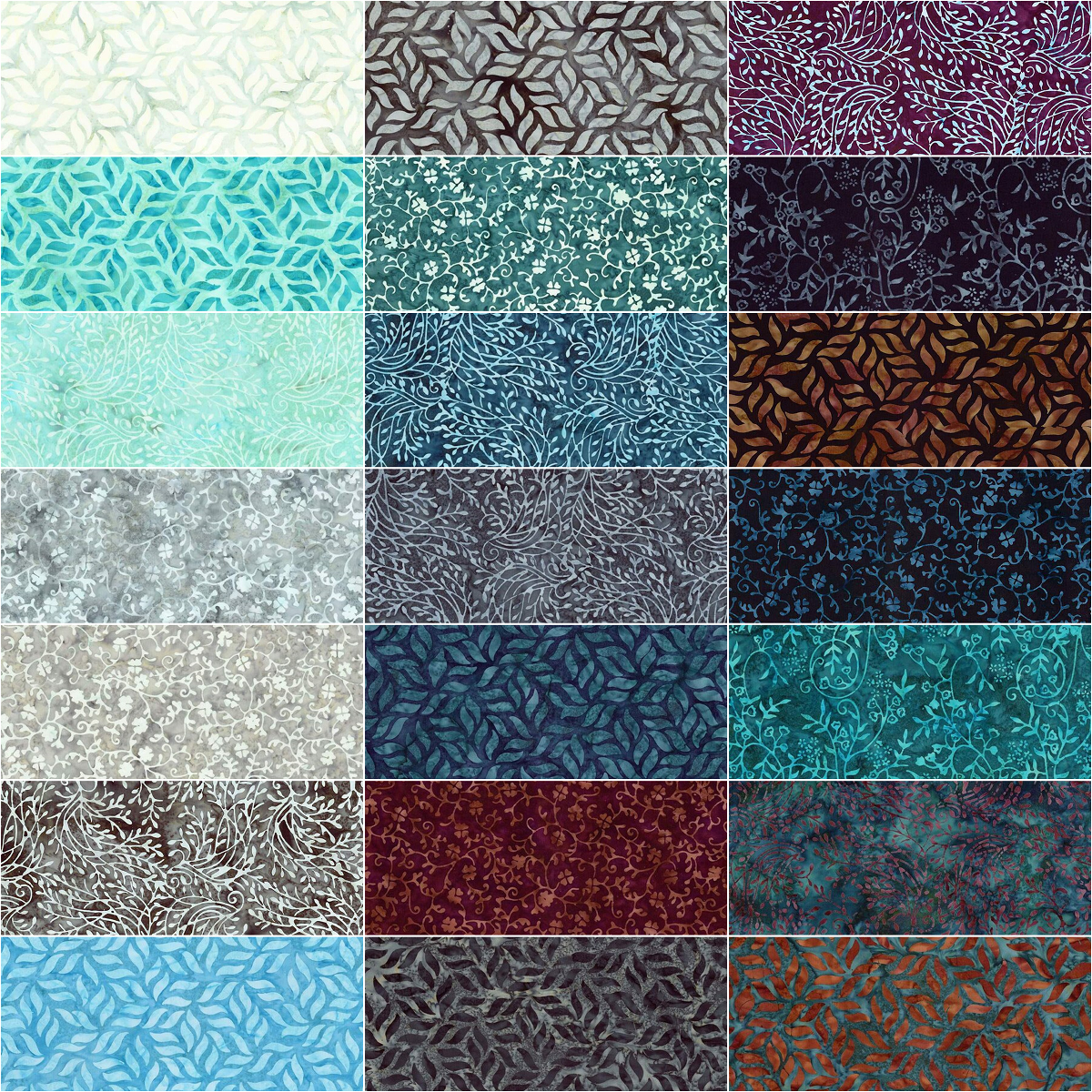 Riley Blake Divine Vines Expressions Batiks Hand Dyes - 40 Strip Rolie Polie