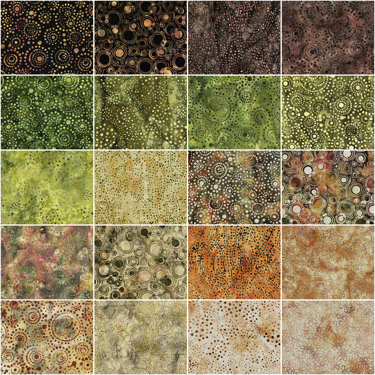 Island Batik - Dotmania - 20 Fabrics, 40 Total Strips