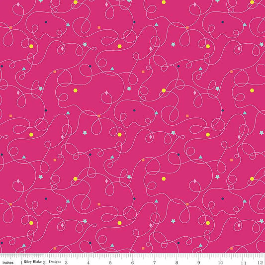 (5 yd) Riley Blake Effervescence C13732 Hot Pink Squiggles