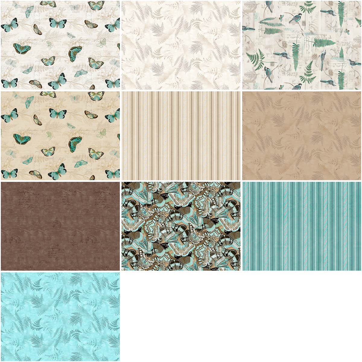 Clothworks "En Bleu" Half-yard Bundle - 10 Fabrics, 5 Total Yards