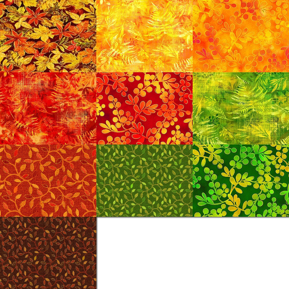 Oasis Fabrics "Fall Classic" Half-yard Bundle - 10 Fabrics, 5 Total Yards