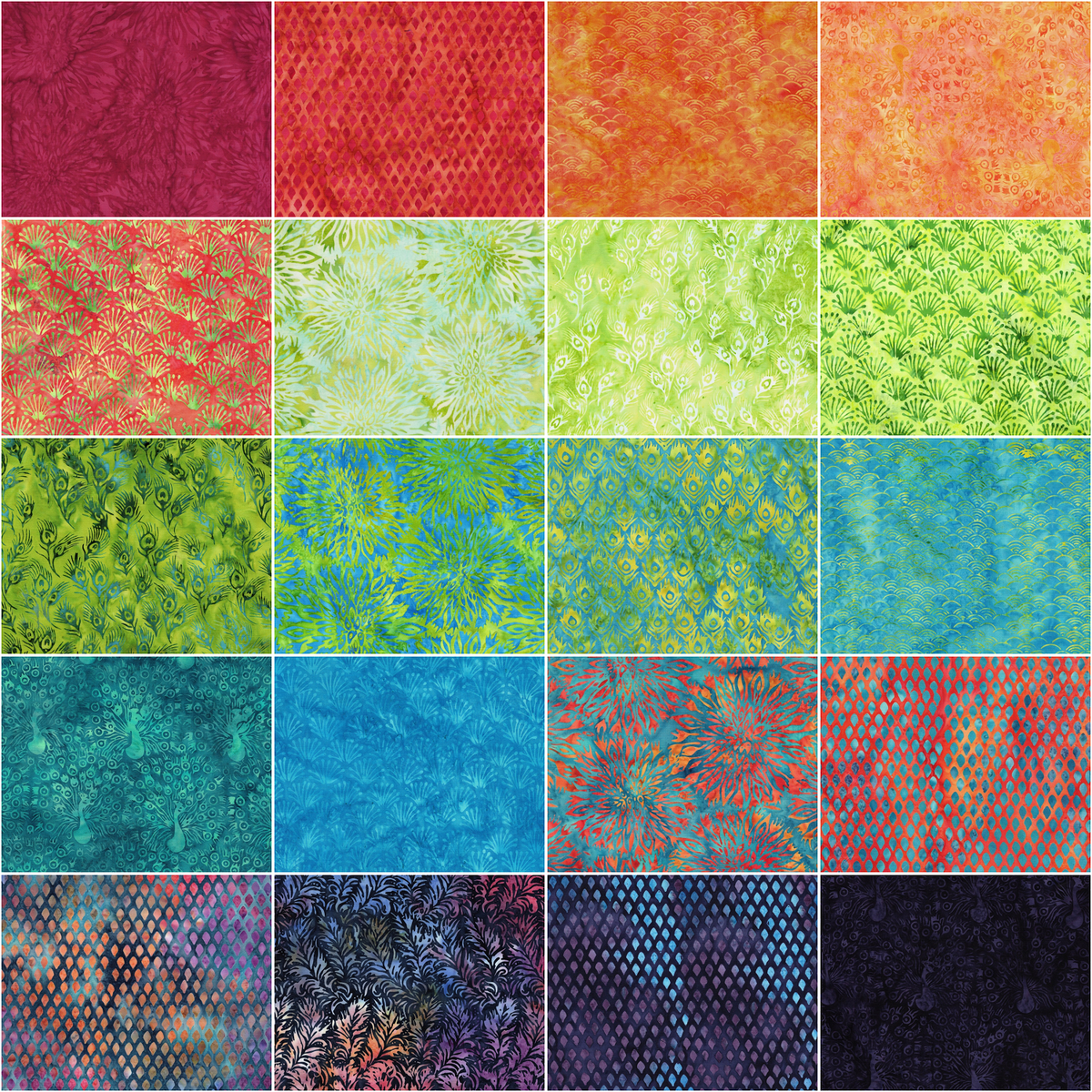 Island Batik - Feather & Flair - 20 Fabrics, 40 Total Strips