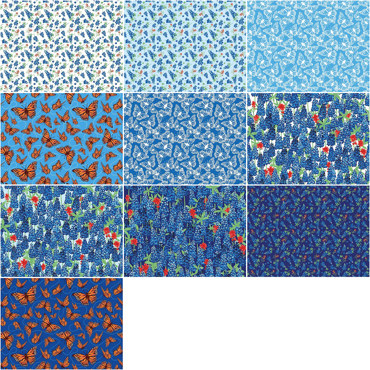 Riley Blake "Friendship Florals" Half-yard Bundle - 10 Fabrics, 5 Total Yards