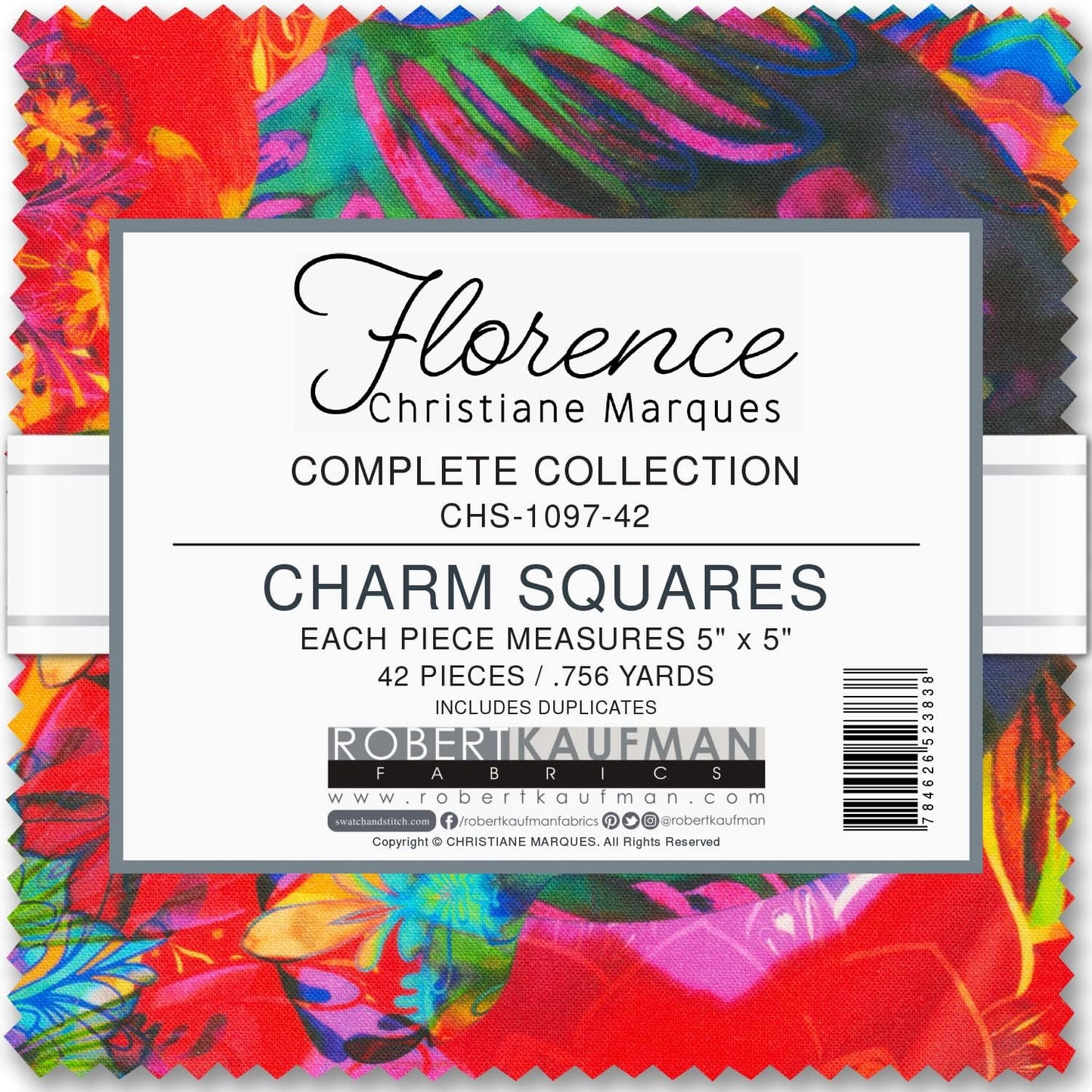 Charm Pack 5x5 Squares - Robert Kaufman "Florence" - 40 5" Squares