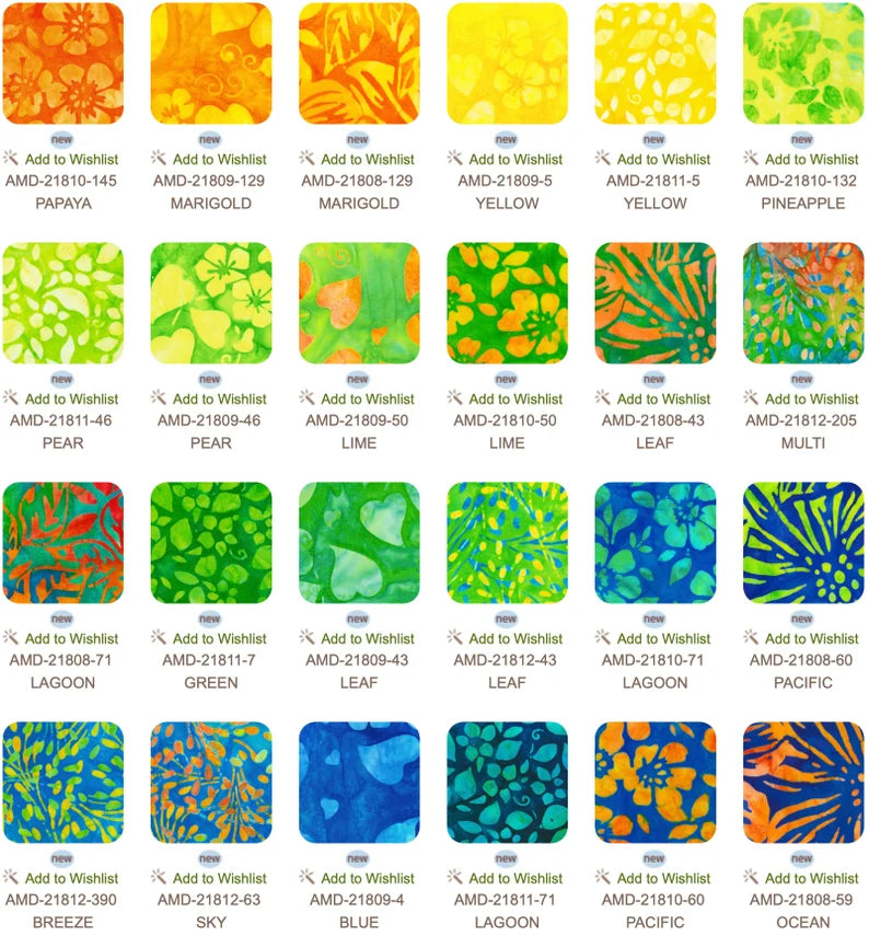 Robert Kaufman Artisan Batiks: Floral Fantasy Roll-up - 40 Total Strips