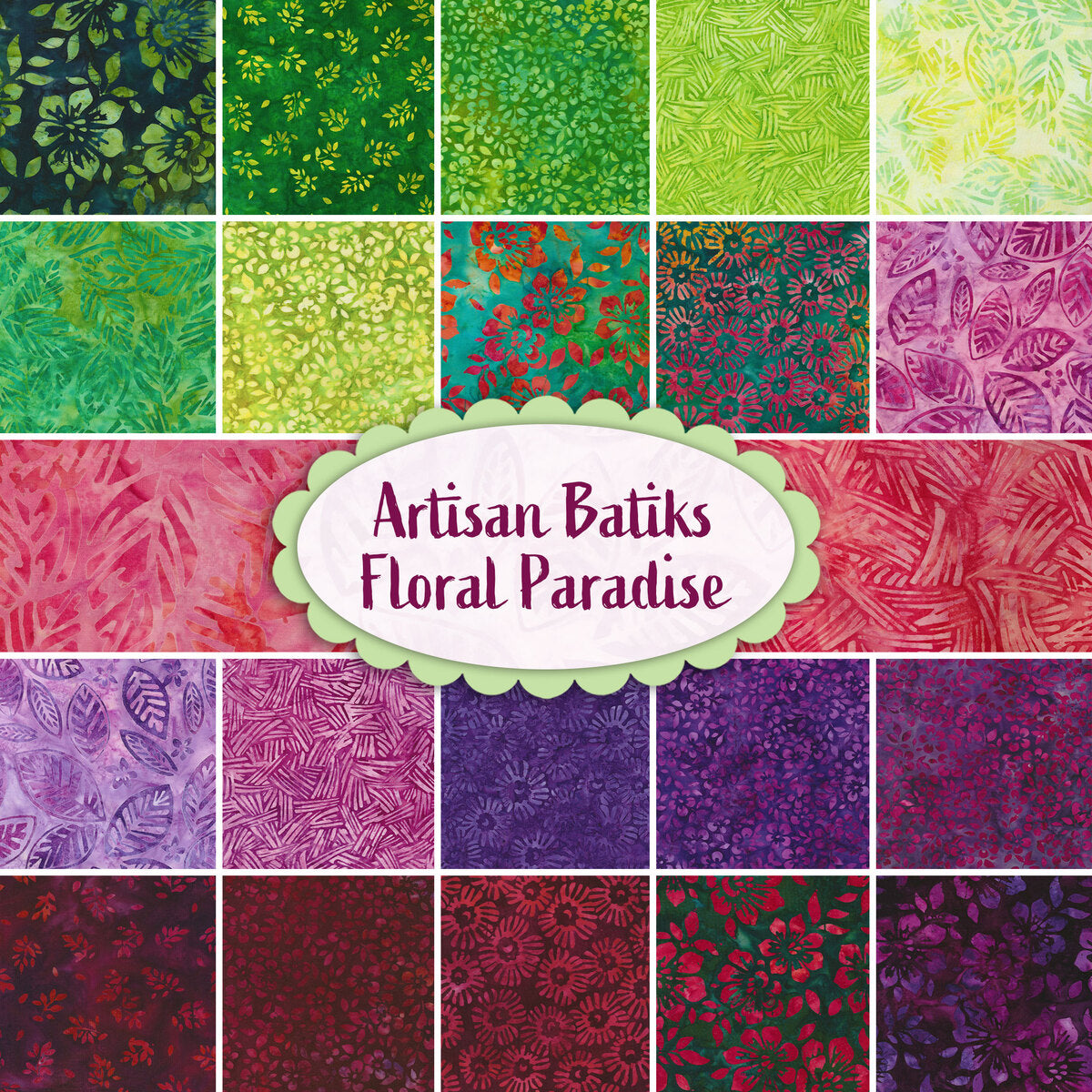 Robert Kaufman Artisan Batiks: Floral Paradise Roll-up - 40 Total Strips