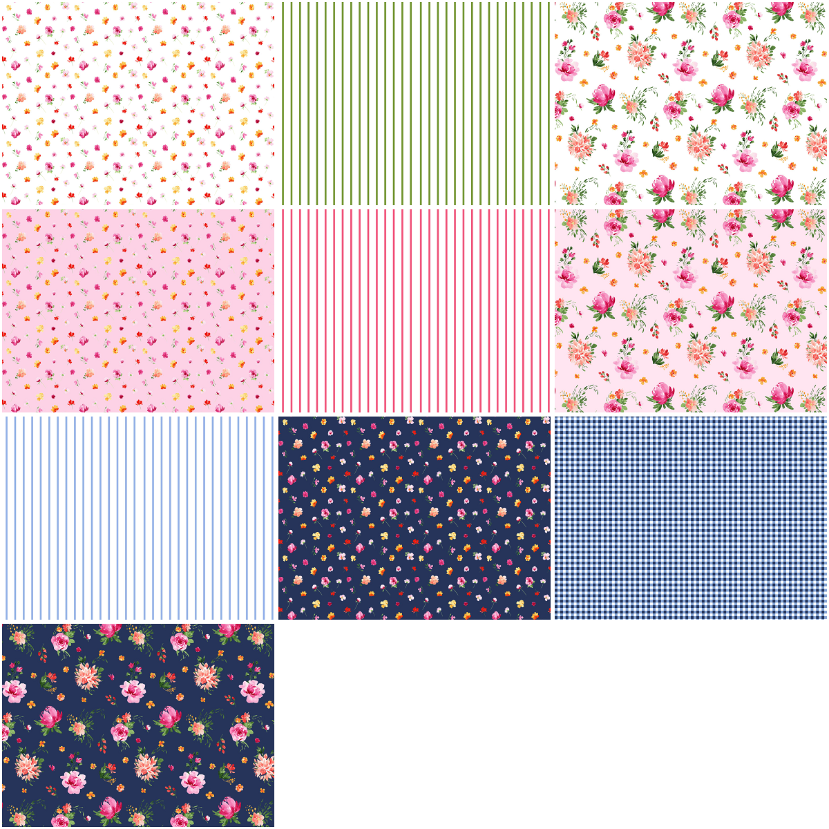 Clothworks "Flourish" Half-yard Bundle - 10 Fabrics, 5 Total Yards