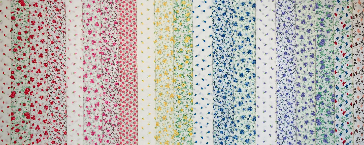 Vintage Floral - Prints On White 2.5" Roll - 20 Fabrics, 20 Total Strips