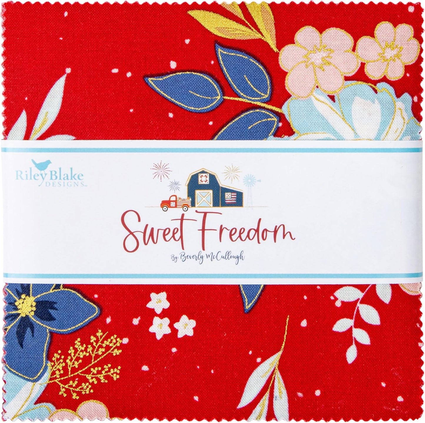 Charm Pack 5x5 Squares - Riley Blake Sweet Freedom 5-Inch Stacker - 40 5" Squares