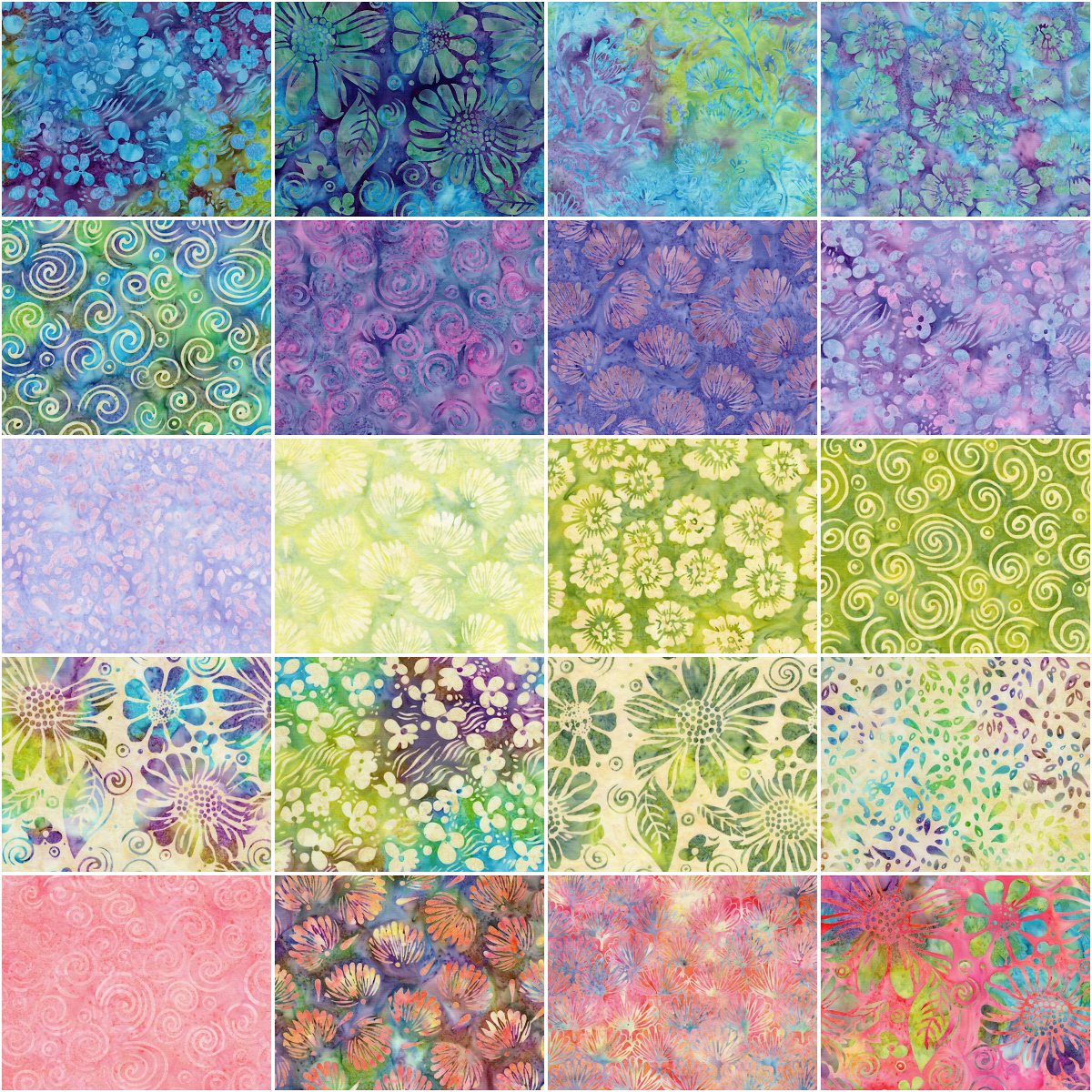 Island Batik - Garden Bloom - 20 Fabrics, 40 Total Strips