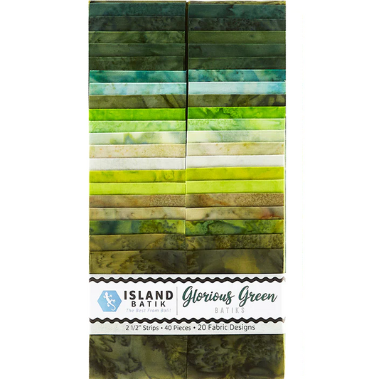 Island Batik - Glorious Green - 20 Fabrics, 40 Total Strips