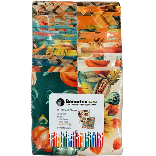 Benartex Give Thanks Strip-pies - 40 2.5" Strips