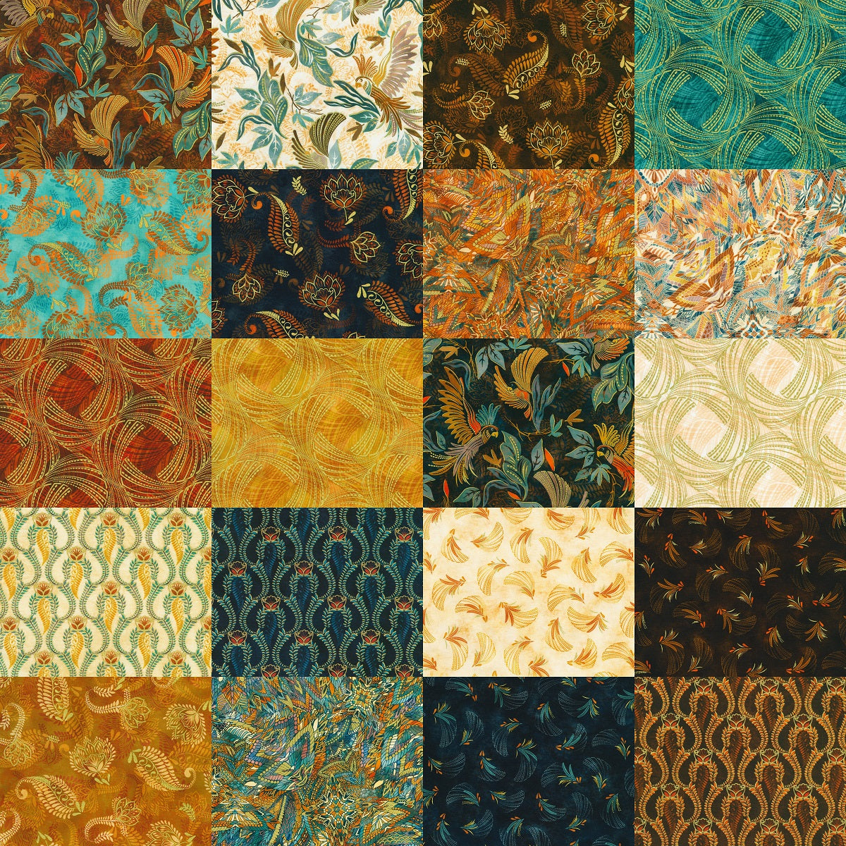 Robert Kaufman Golden Feathers Roll-up - 40 Strip Roll