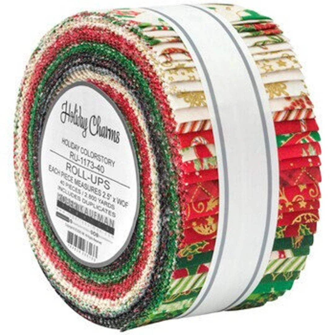 Robert Kaufman Holiday Charms Holiday 2023 Roll-up - 40 Strip Roll
