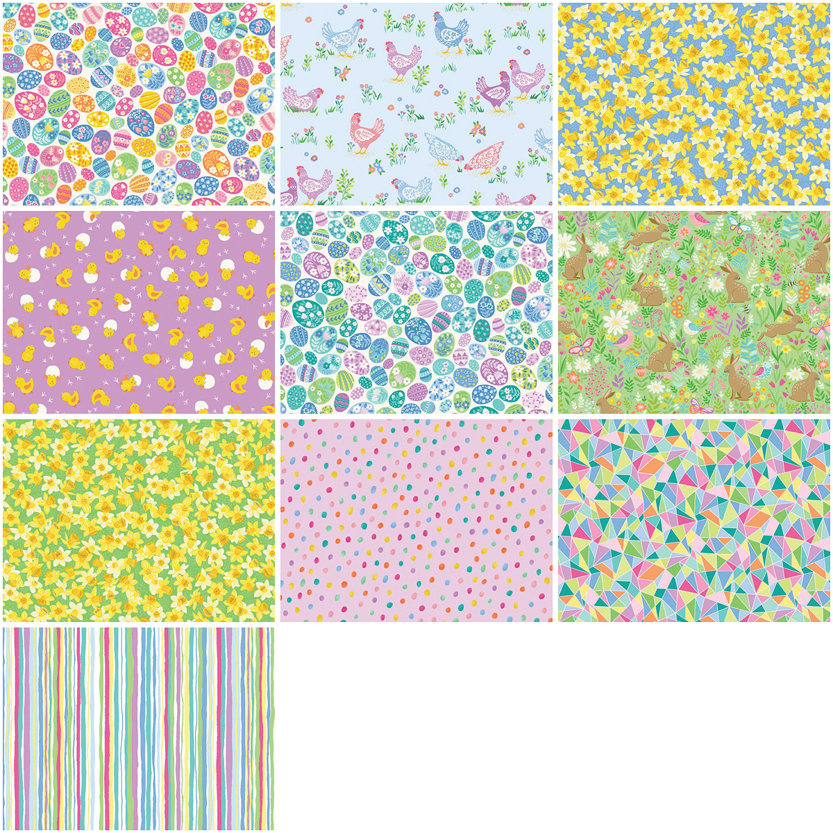 Andover "Hello Spring" (Easter) Half-yard Bundle - 10 Fabrics, 5 Total Yards