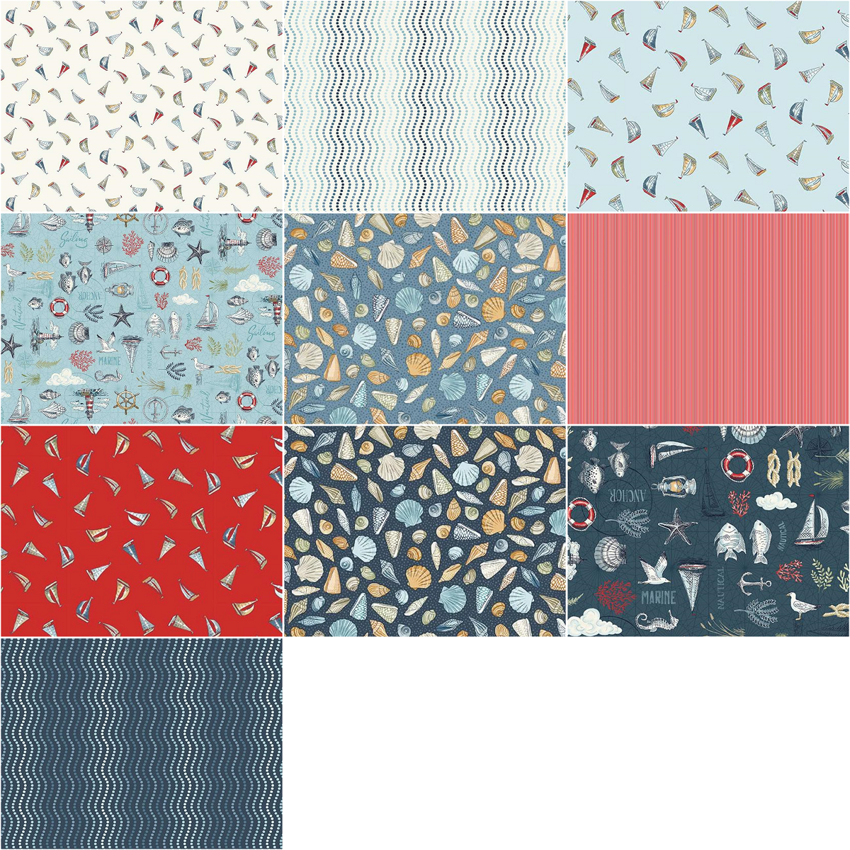 Andover "High Tide" Half-yard Bundle - 10 Fabrics, 5 Total Yards