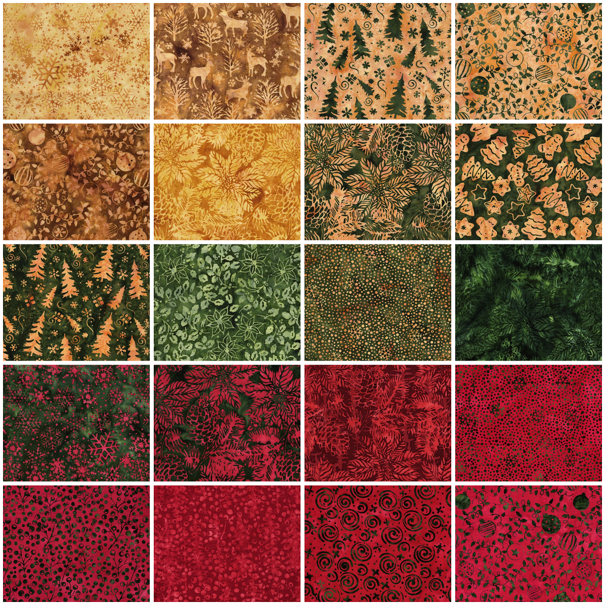 Island Batik - Holiday Follies - 20 Fabrics, 40 Total Strips