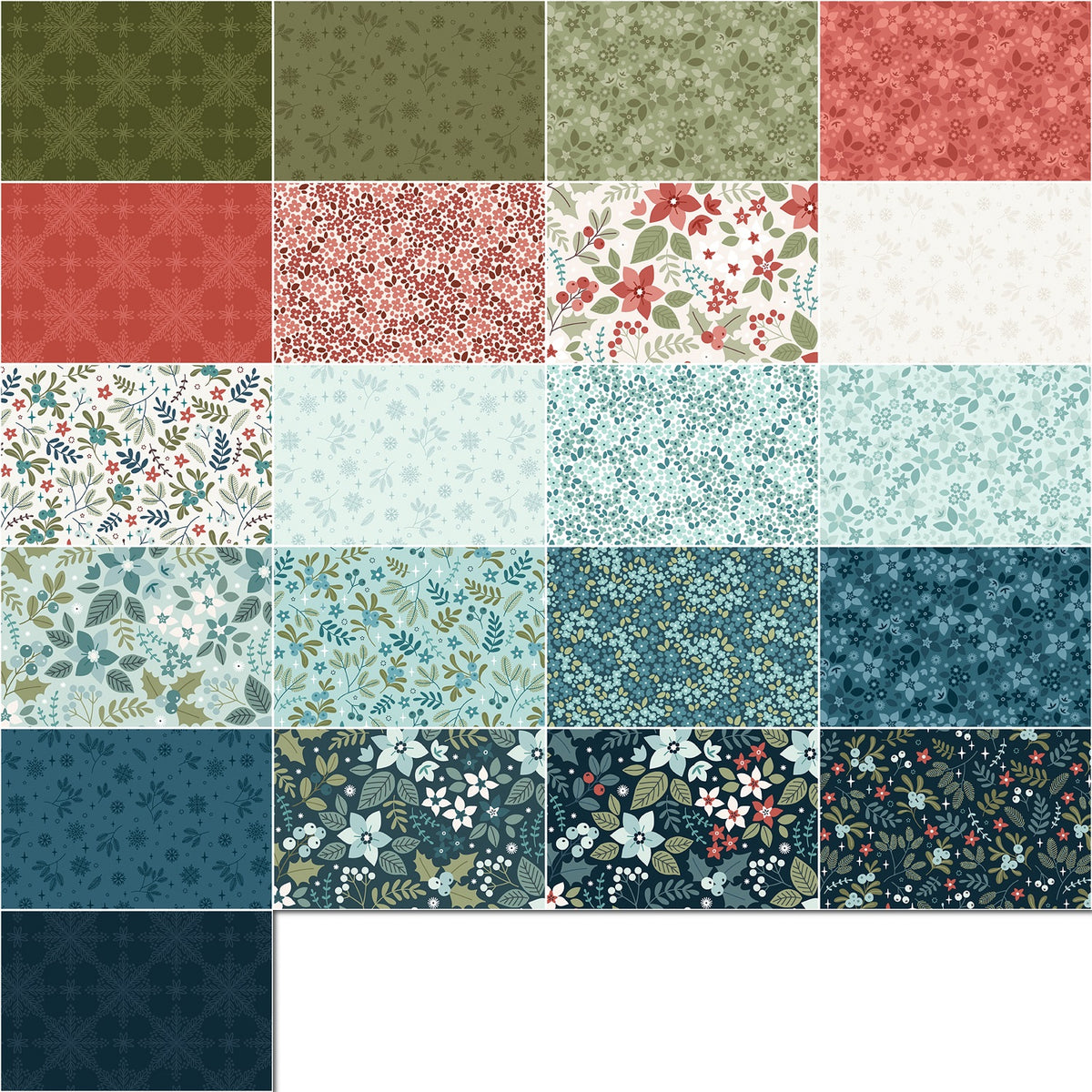 Charm Pack 5x5 Squares - Holly & Hearth - 40 5" Squares