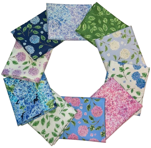 Windham Fabrics "Summer Bliss" (Hydrangeas) Half-Yard Bundle - 10 Fabrics, 5 Total Yards