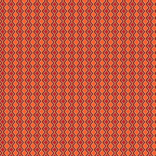 (3 yd) Benartex Peacock Symphony Geo Symphony Orange 13491-37
