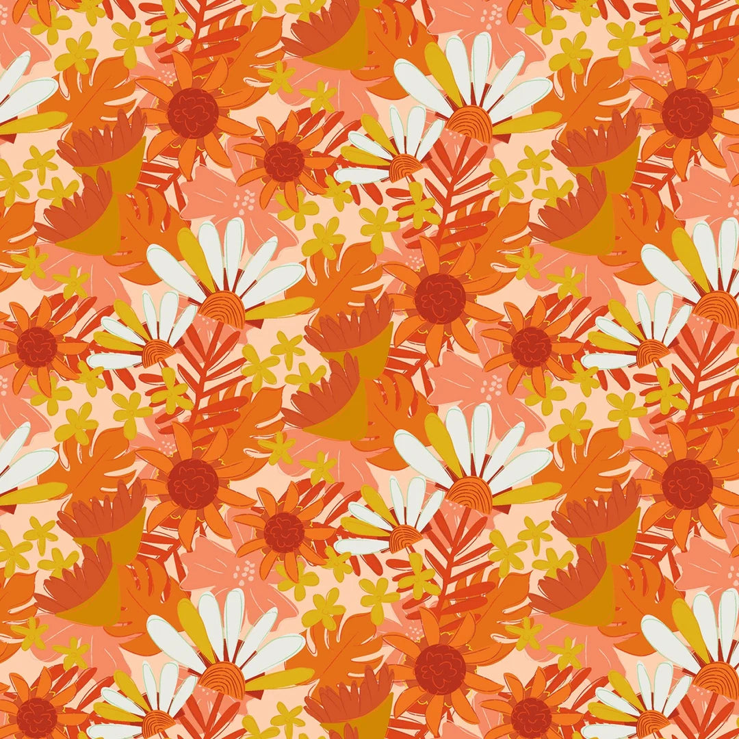(2.5 yd) Clothworks Bird Brain Y3847-131 Pale Peach Main Floral