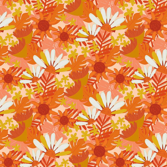 (2.5 yd) Clothworks Bird Brain Y3847-131 Pale Peach Main Floral
