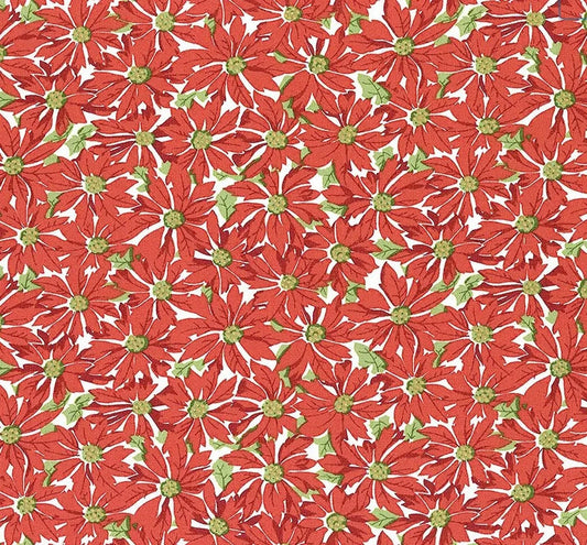 (5 yd) Andover/Makower UK Retro Ho Ho 572-R Red Poinsettias