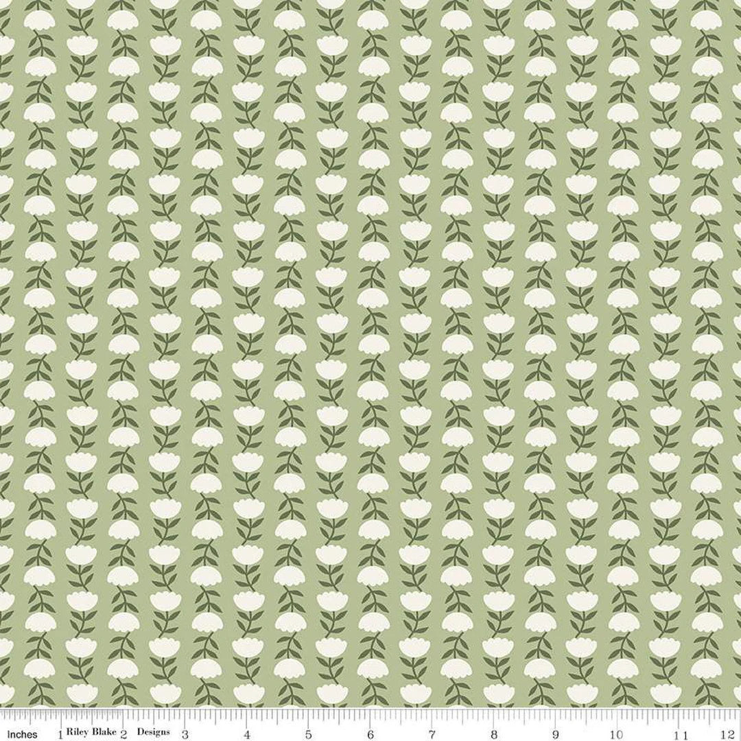 (5 yd) Riley Blake Let It Bloom Flower Path Sage C14284