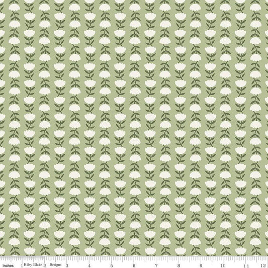 (5 yd) Riley Blake Let It Bloom Flower Path Sage C14284