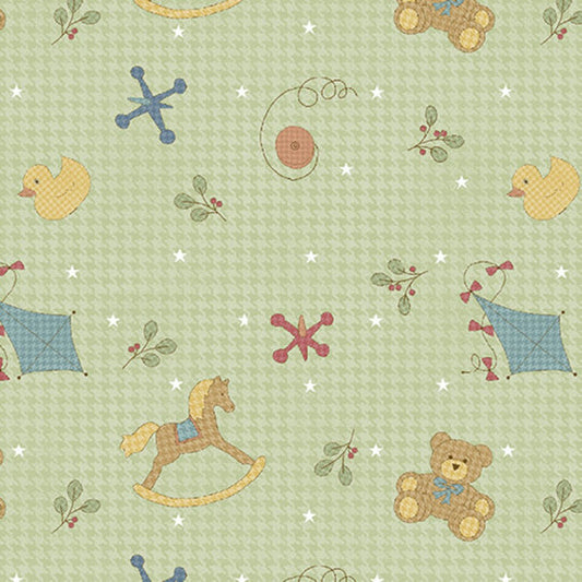 (2 yd) Benartex ABCs Toy Toss Green 13173-44