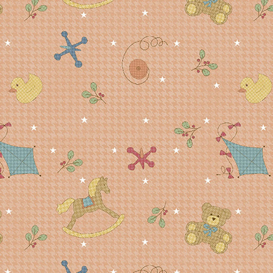 (2 yd) Benartex ABCs Toy Toss Coral 13173-25