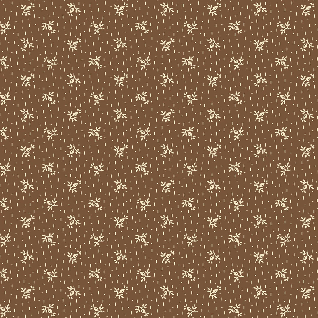 (5 yd) Marcus Fabrics Historical Hennas R310813D Brown Buds